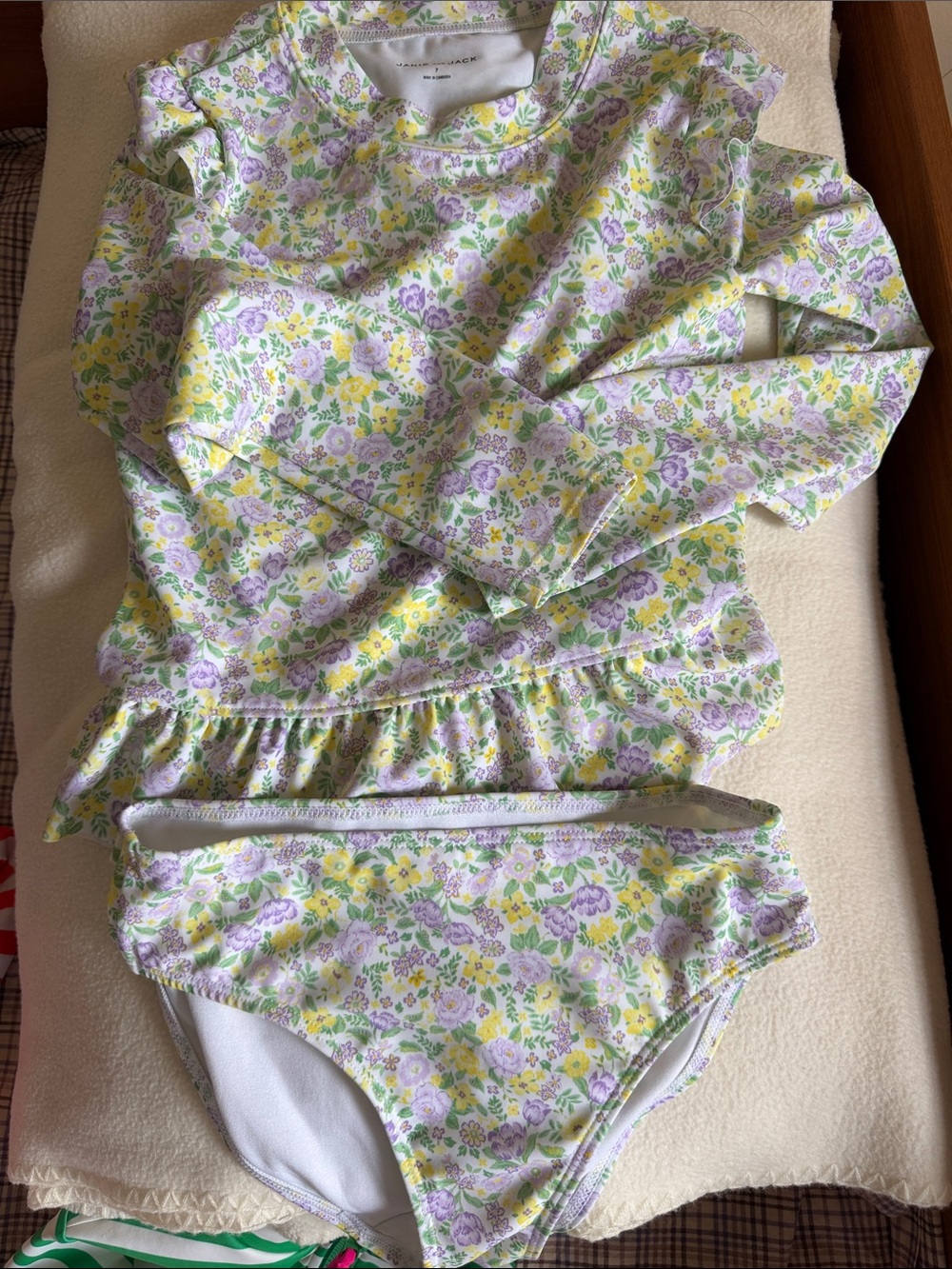 Janie and Jack Lavender, Yellow & Green Floral Rash Guard Set